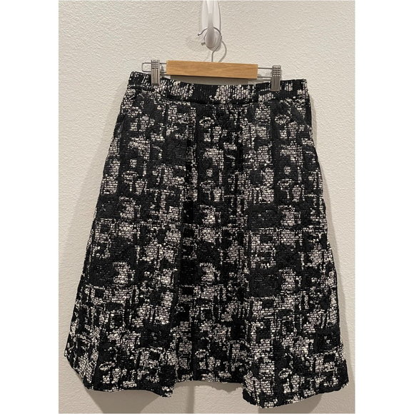 ZARA Black White A-Line Midi Skirt - Picture 4 of 5